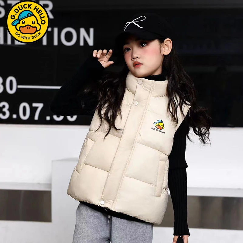 小黄鸭儿童棉马甲秋冬新款男女童宽松加厚坎肩大中小童外穿背心