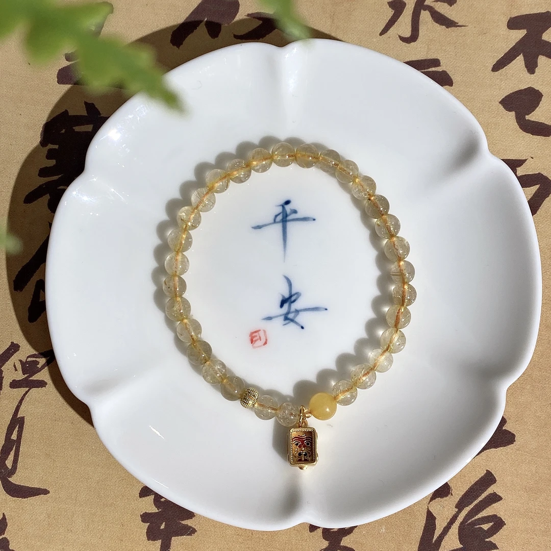 单圈发晶水晶手串5mm搭配扎基拉姆吊坠手链E3658多样性发颜色微差
