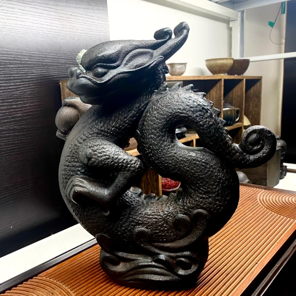 飞龙摆件 飞龙在天 火山岩泥摆件 仿古建筑摆件