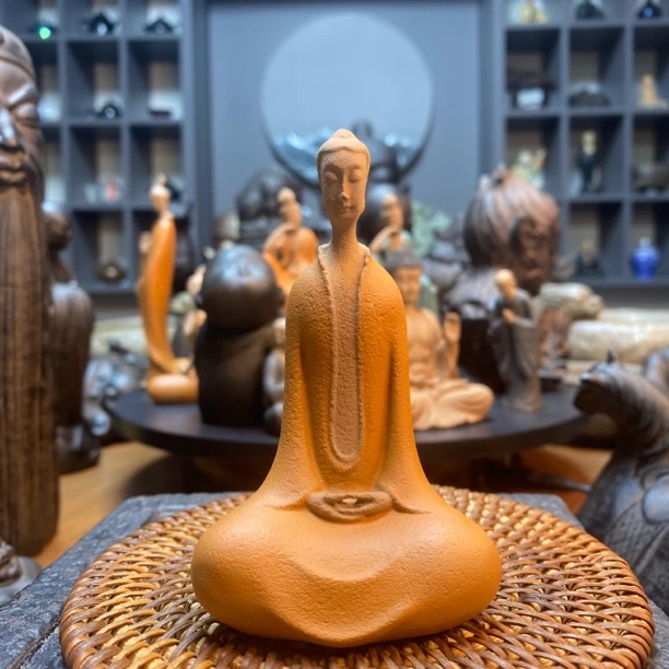 彩绘悟到北魏佛 禅意静思佛系摆件 彩绘摆件