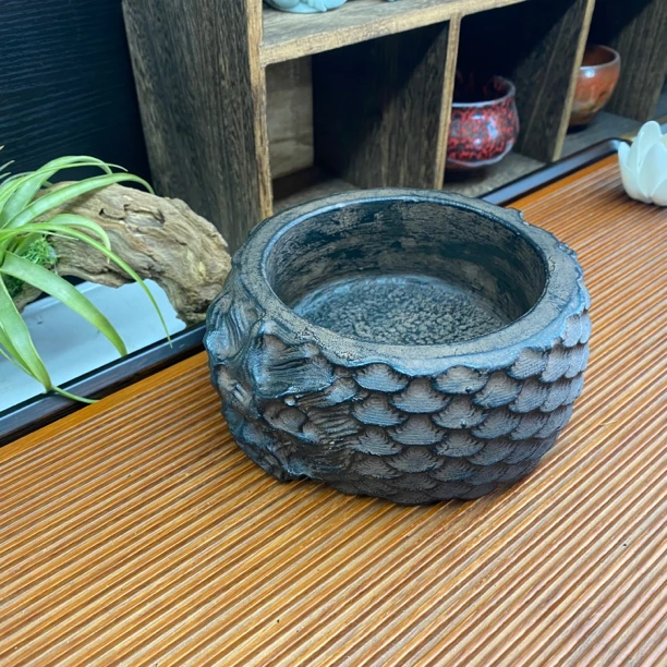 香蒲堂原创 龙首缸 仿古龙盆 烟缸 小水培盆