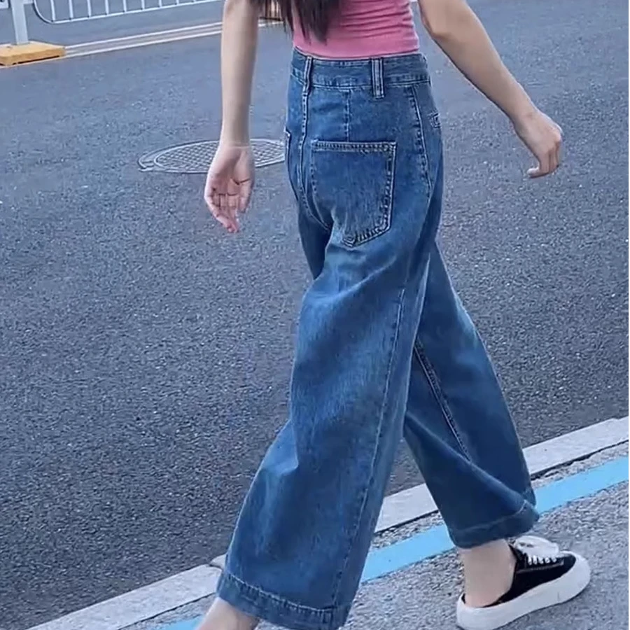 梨形显瘦大码九分窄版阔腿牛仔裤子女士2024年秋季新款宽松洋气