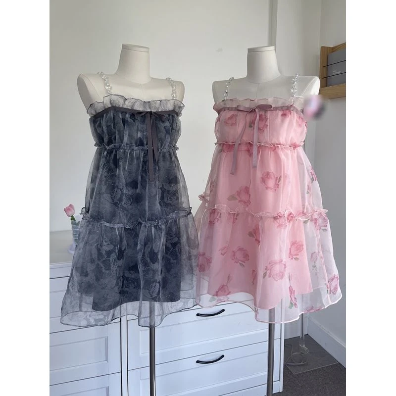 小个子145-155连衣裙银河玫瑰蓬蓬裙甜辣短款吊带裙时尚宽松短裙