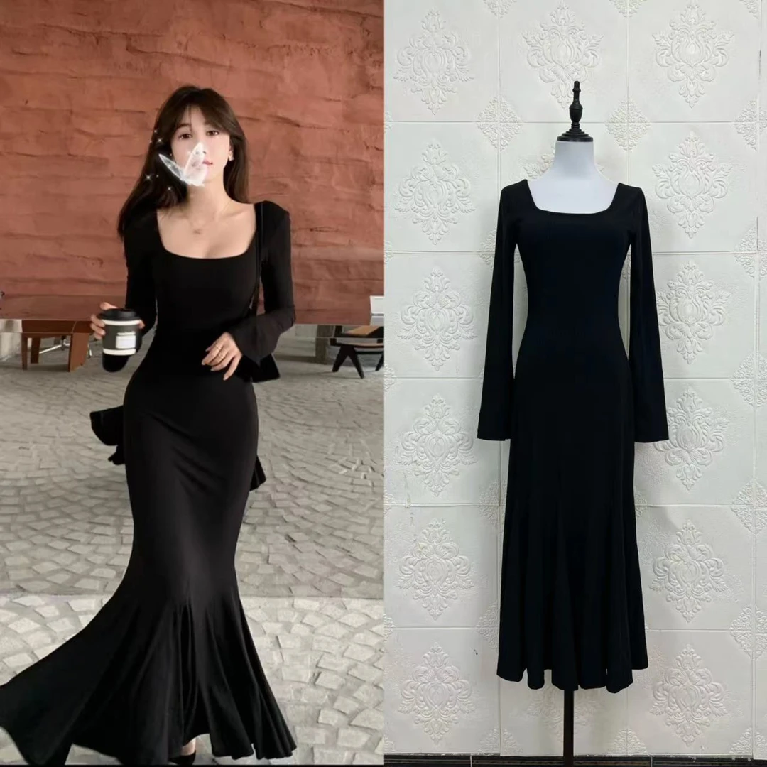 花海舞曲设计感修身显瘦吊带鱼尾裙气质性感包臀长款连衣裙