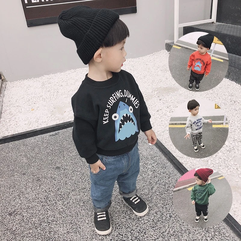 童装男童秋冬加绒卫衣新款宝宝抓绒打底衫儿童冬装保暖上衣潮