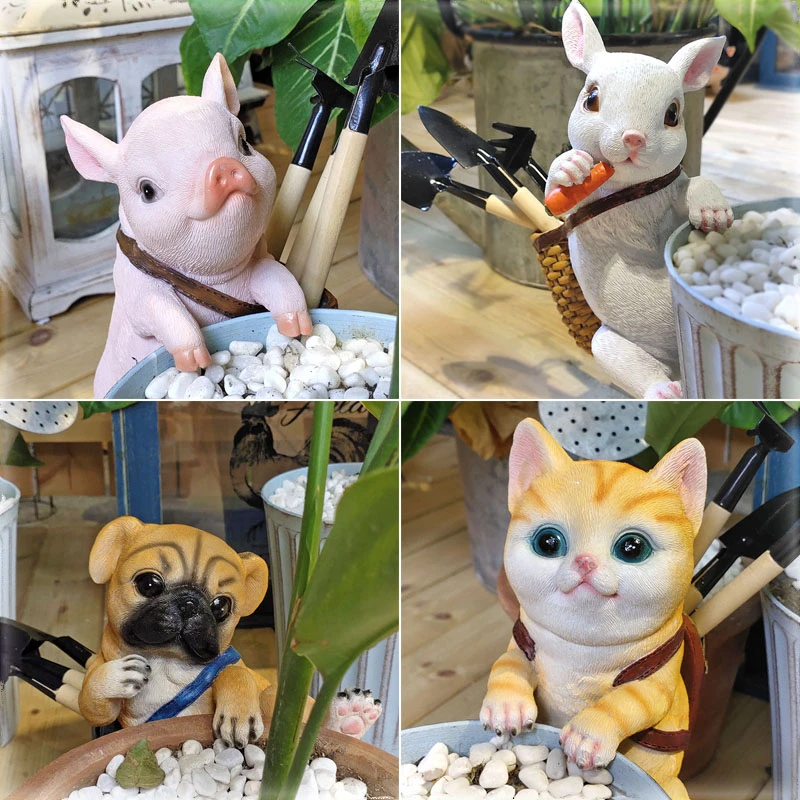 庭院花园花盆鱼缸可爱猫咪创意背包小装饰品树脂摆件盆挂工艺品