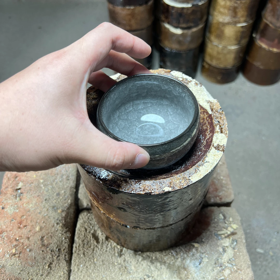 【闪购商品】 瓷茶盏 A 黑冰 禅定 （配礼盒  配证书）