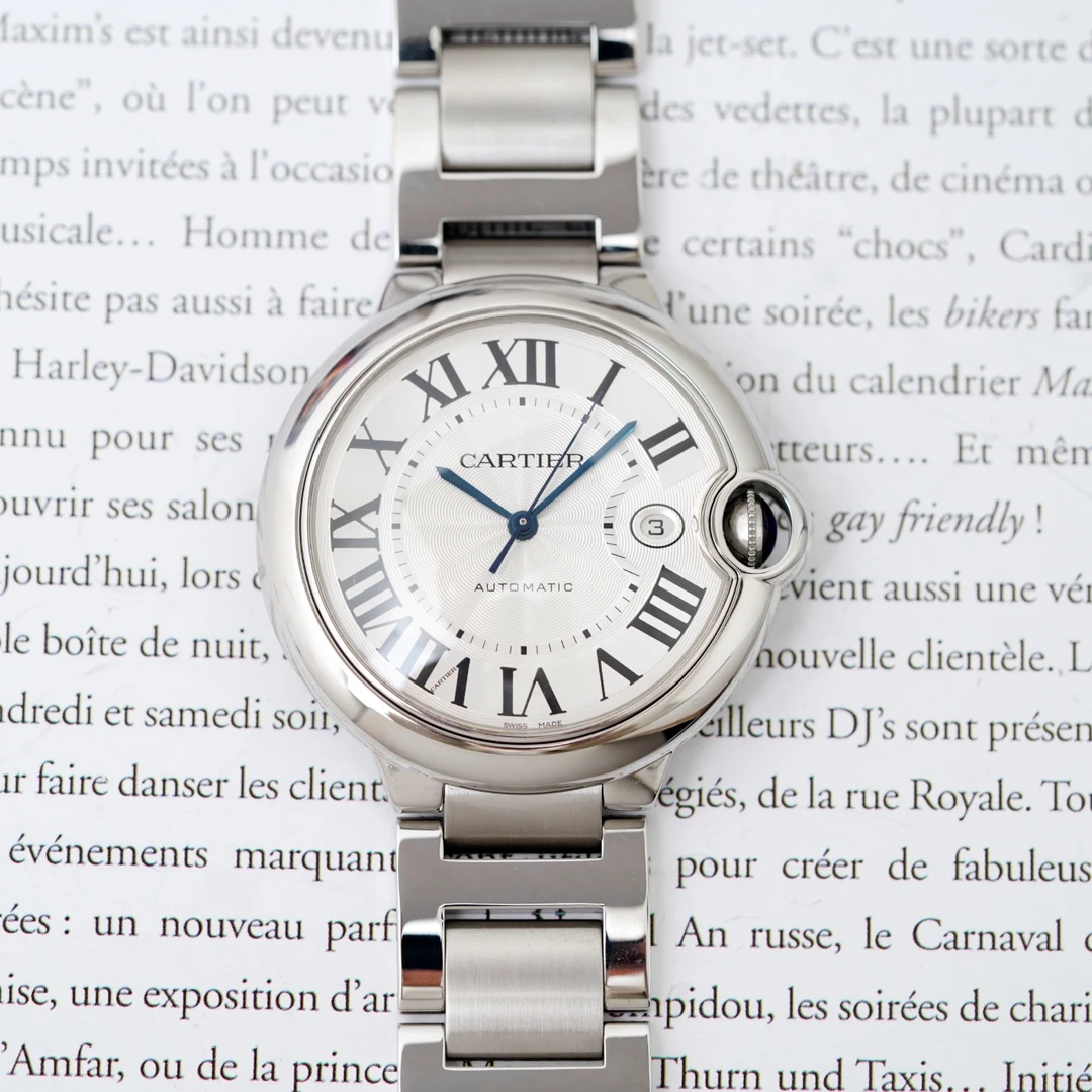 95新 Cartier/卡地亚 24年蓝气球系列42表径全钢白盘男士机械腕表