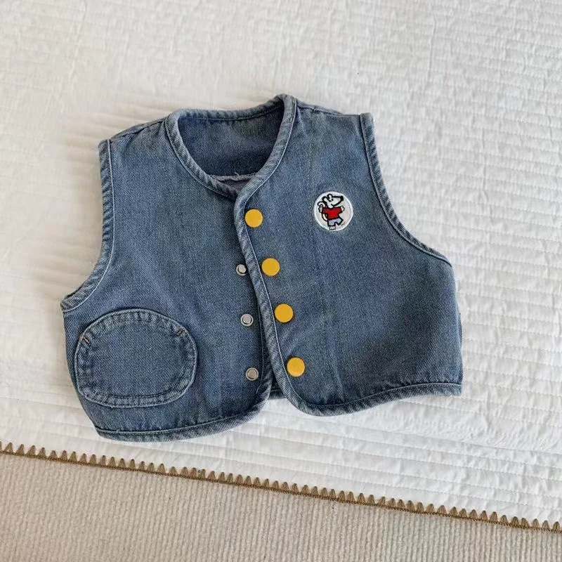 春秋款男童外出牛仔马甲婴幼儿外穿洋气坎肩百搭外套马甲背心