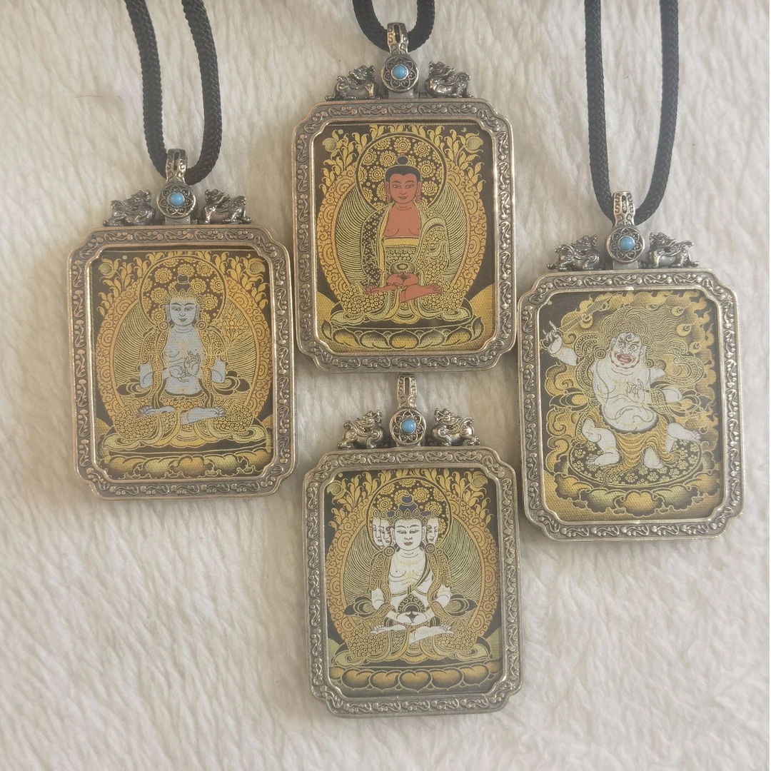 925银银制品 壹加思默-方牌银框卡卡吊坠多样性发一