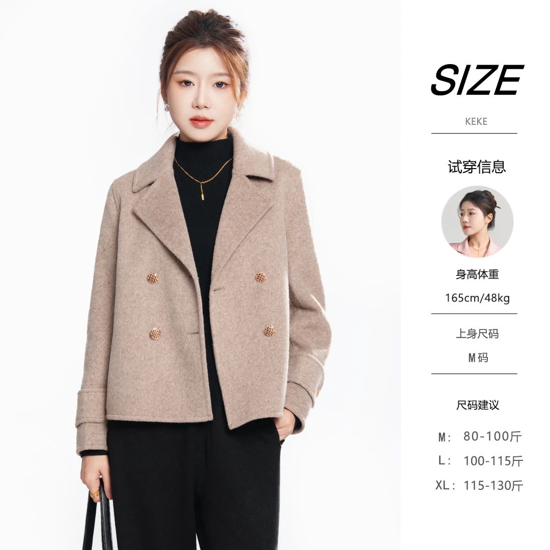 24X38冬季新款毛呢短外套宽松 气质短款时尚休闲羊毛呢子衣秋冬装