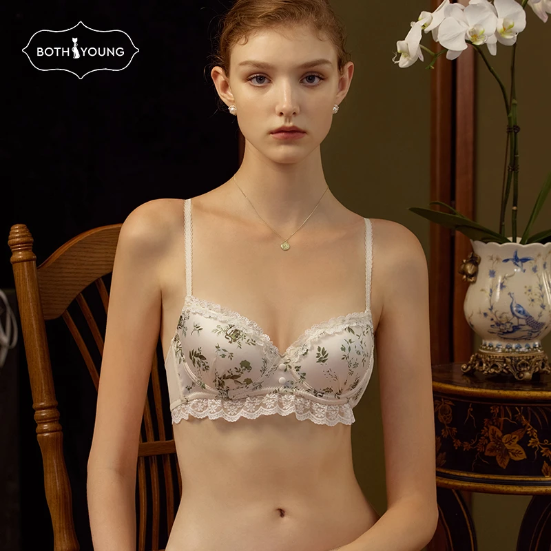 【郁金香】宝诗嫣法式碎花蕾丝薄款小胸内衣聚拢调整型文胸B2W501