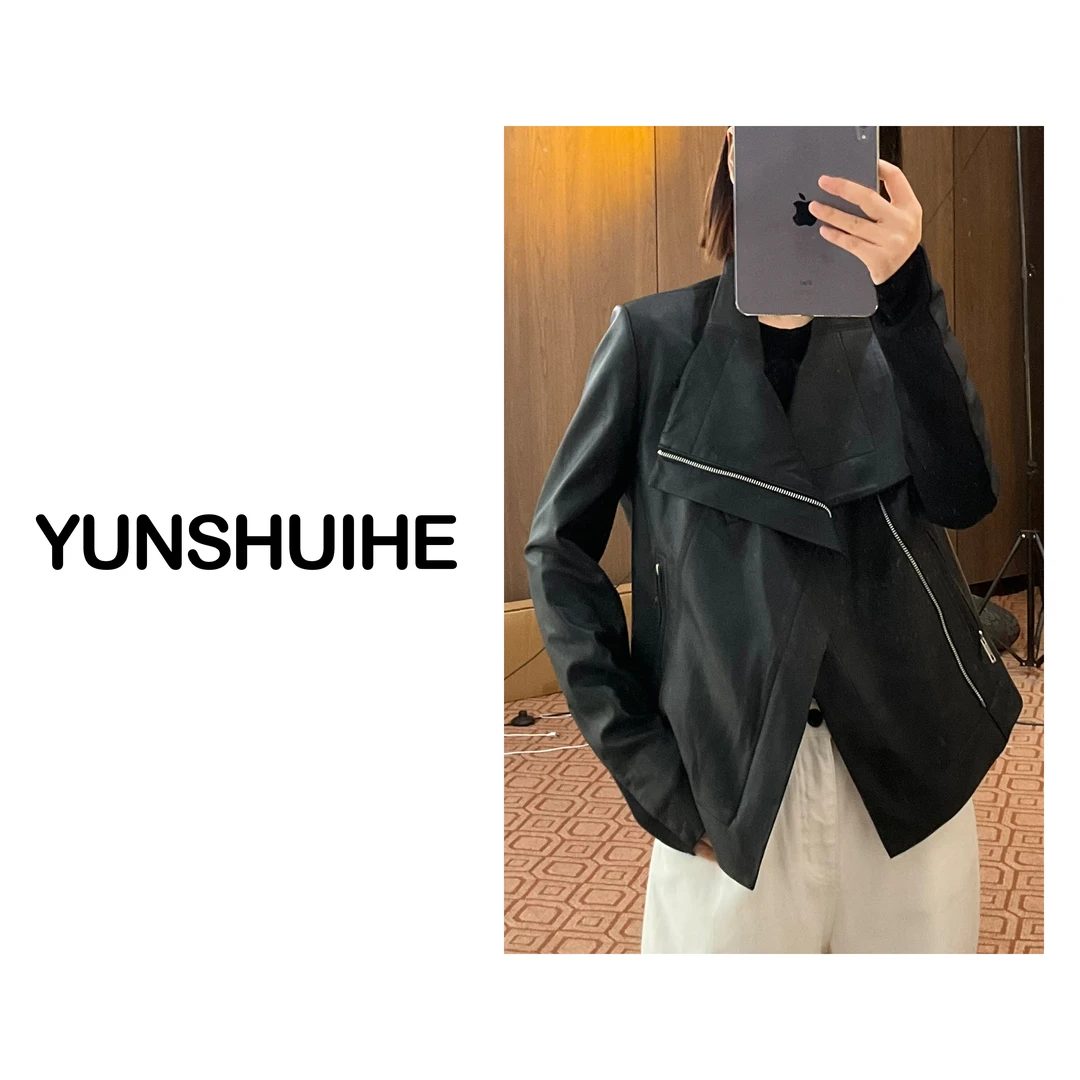 YUNSHUIHE/云水禾YUNSHUIHE定制！冷静的黑！重磅皮外套