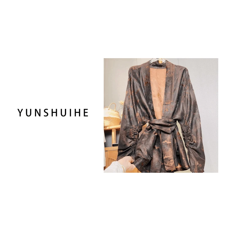 YUNSHUIHE定制！几回疏雨滴圆荷！桑蚕丝短外套