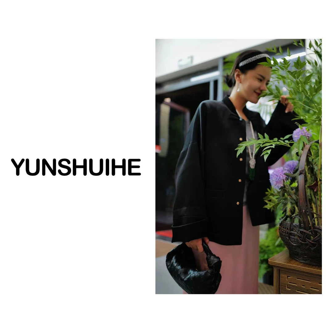 YUNSHUIHE/云水禾设计师款轻奢时尚重工刺绣秋季醋酸外套