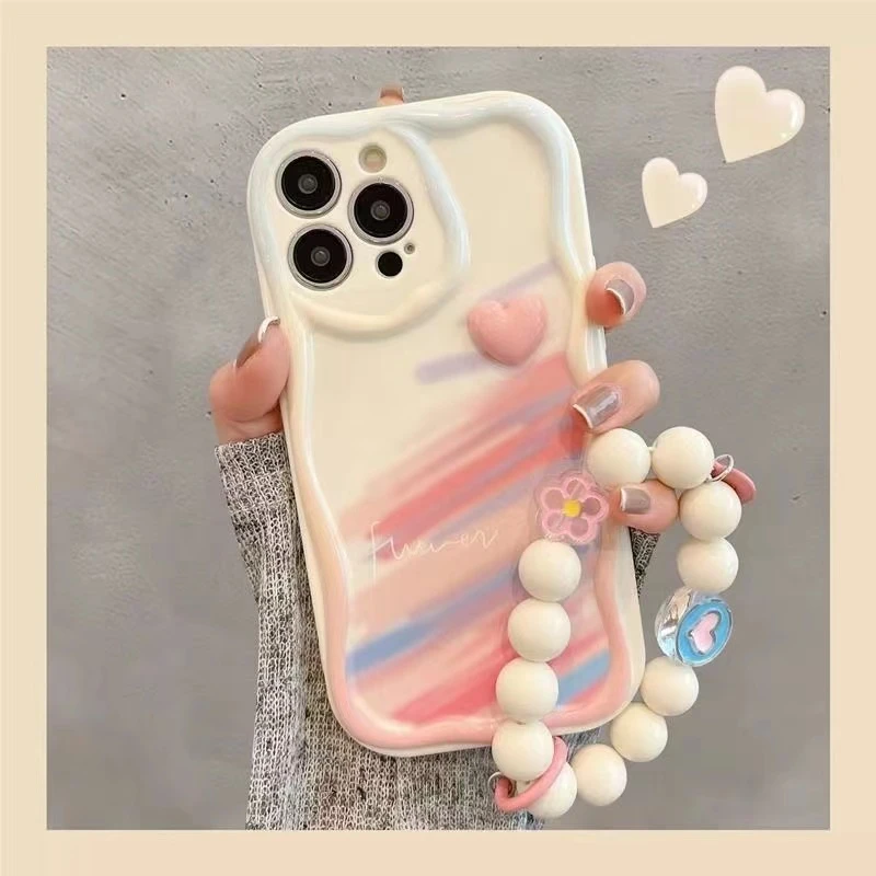 涂鸦彩虹爱心手链手机壳适用苹果华为小米OPPOVIVO