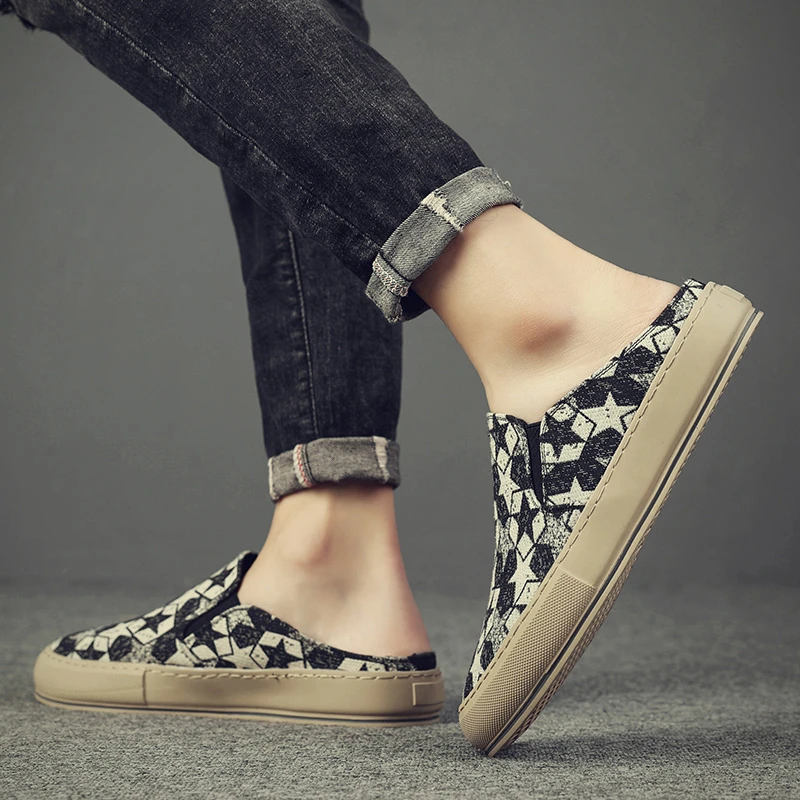 男士拖鞋透气潮半拖一脚蹬懒人鞋包头拖鞋男外穿拖鞋室外拖鞋潮拖