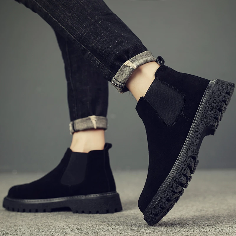 马丁靴男靴切尔西靴男短靴男鞋百搭潮流高帮鞋翻毛皮2025秋冬新款