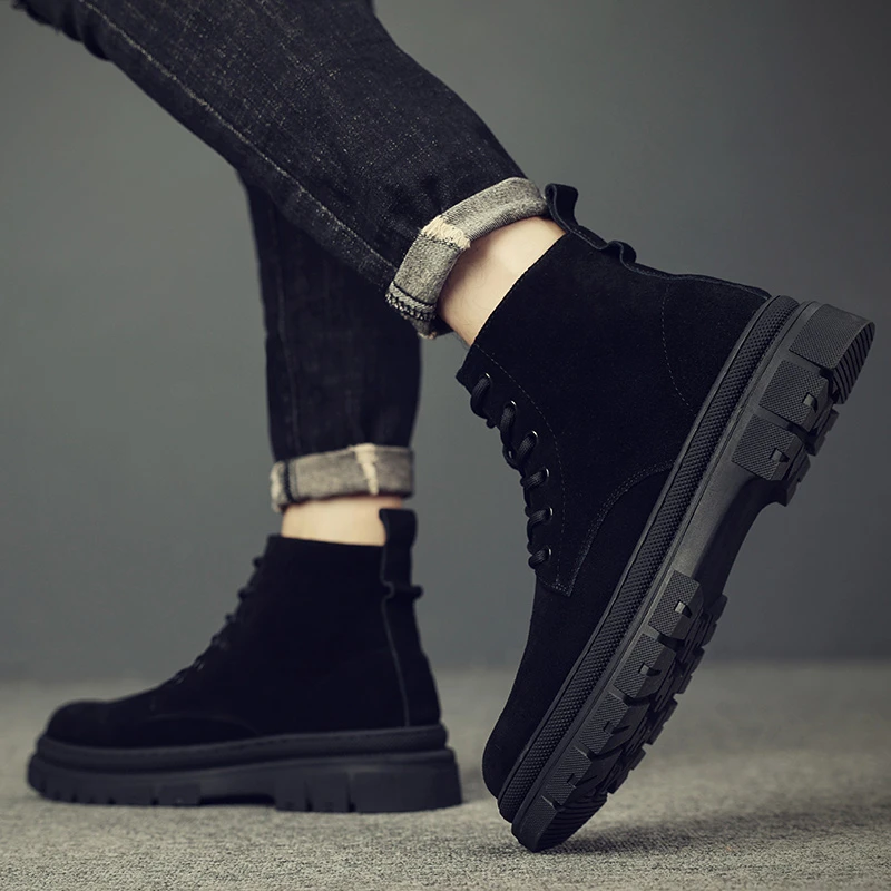 马丁靴男靴短靴男鞋高帮鞋男潮鞋时尚百搭翻毛皮靴子2025秋冬男靴