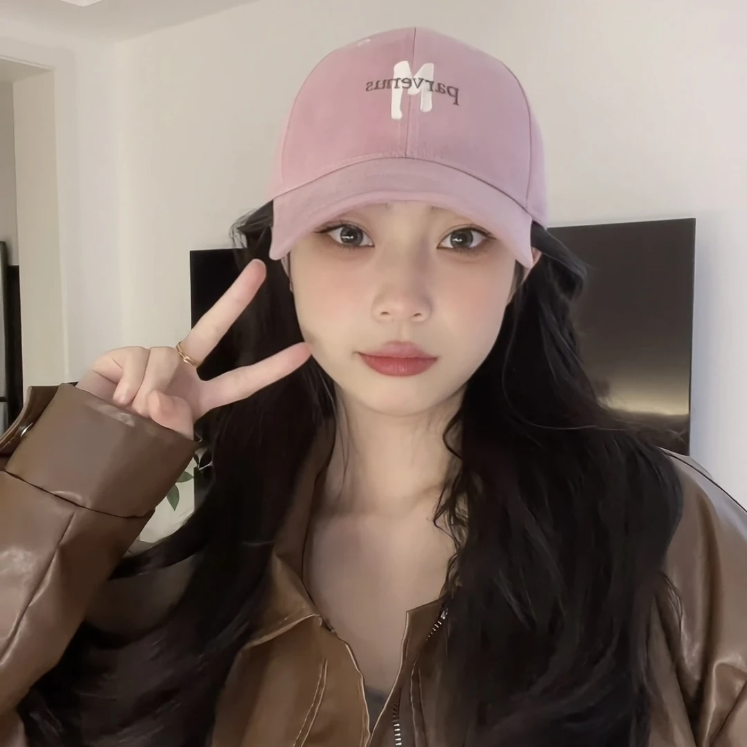 新款M鸭舌帽男女休闲百搭遮阳防晒帽简约刺绣字母街头棒球帽网红