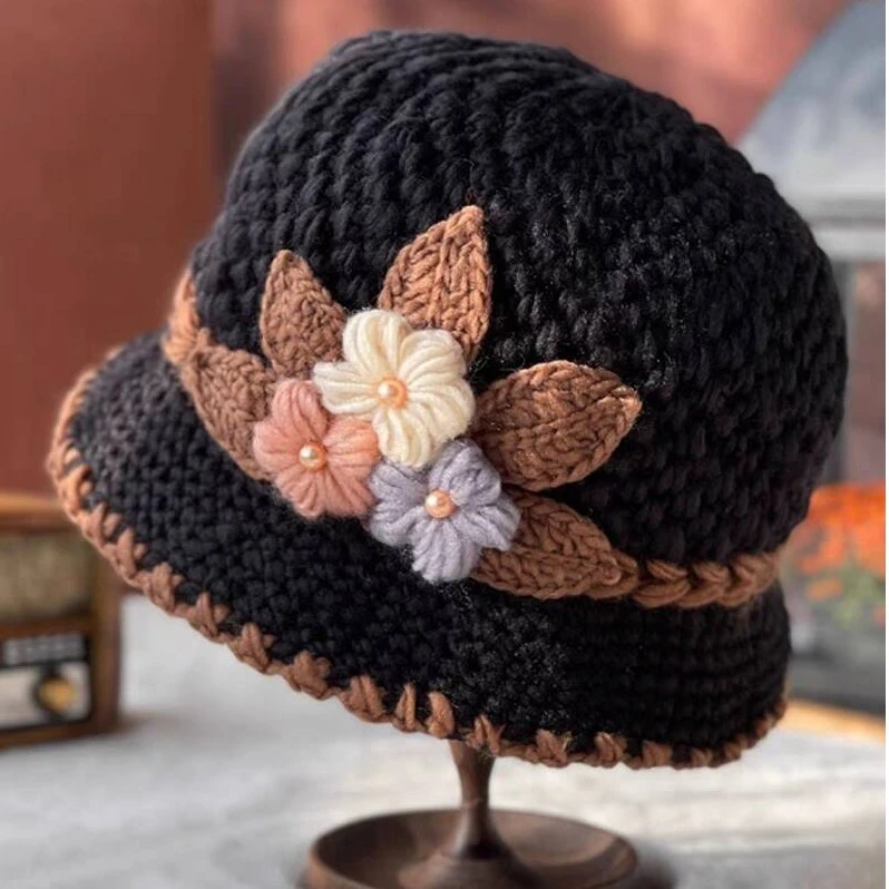 奶奶帽子女冬款加厚保暖时尚针织毛线帽中老年人帽子2022年爆款女