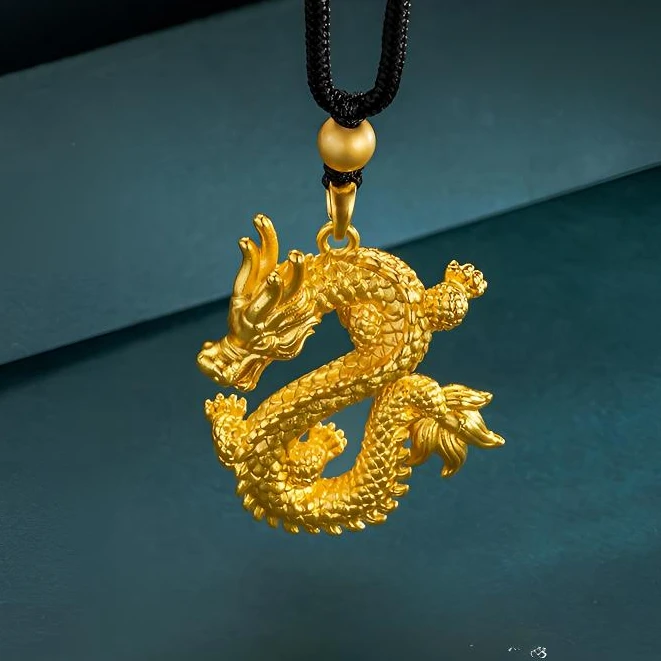 CHEN XI【晨玺】 经典时尚 黑编绳 飞龙在天 吊坠项链 久不掉色