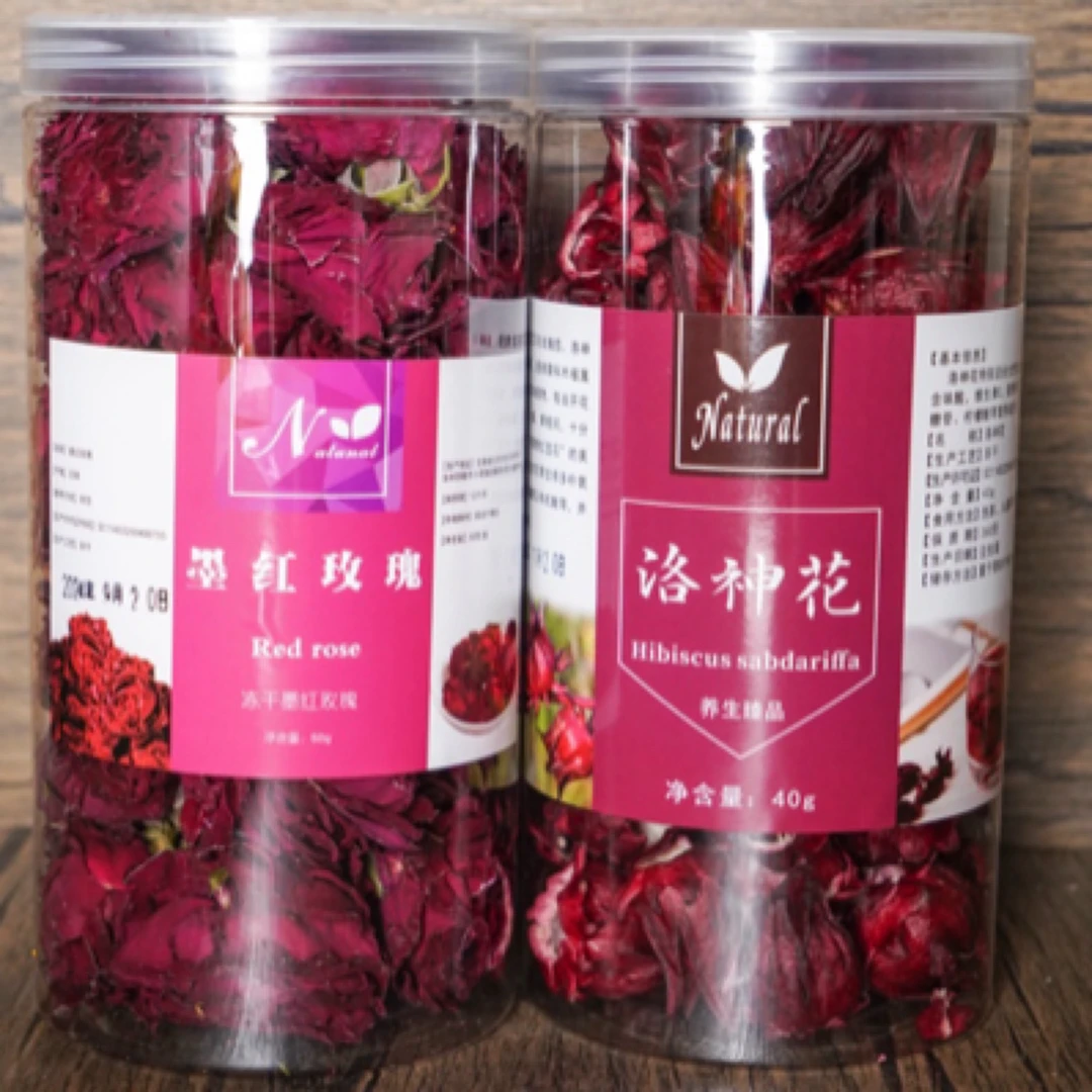 粉丝专享【墨红玫瑰50克➕洛神花40克】当季大朵花茶可泡可食用