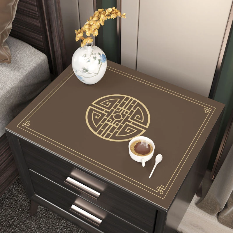 新中式床头柜硅藻泥盖垫轻奢高级感桌垫免洗耐高温防尘盖布家用