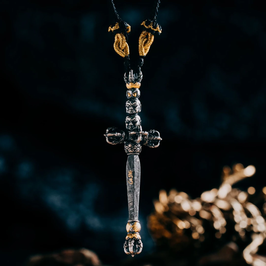 BENJIANG/本匠 吊坠925银 藏传天杖陨铁版吊坠手工个性百搭复古男