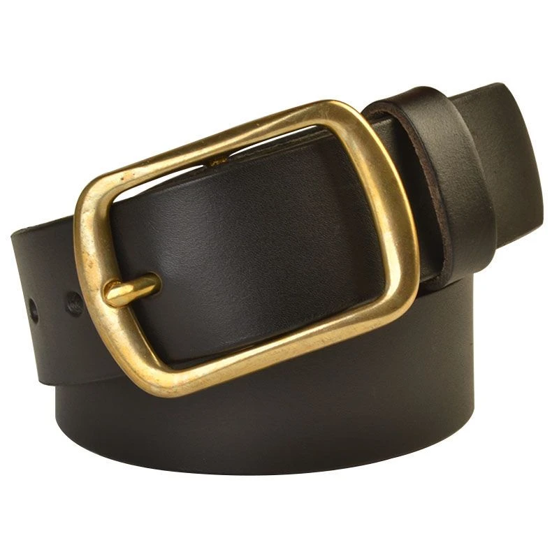 黄铜针扣头层牛皮真皮腰带青年男士百搭纯手工加长加宽裤腰带40mm