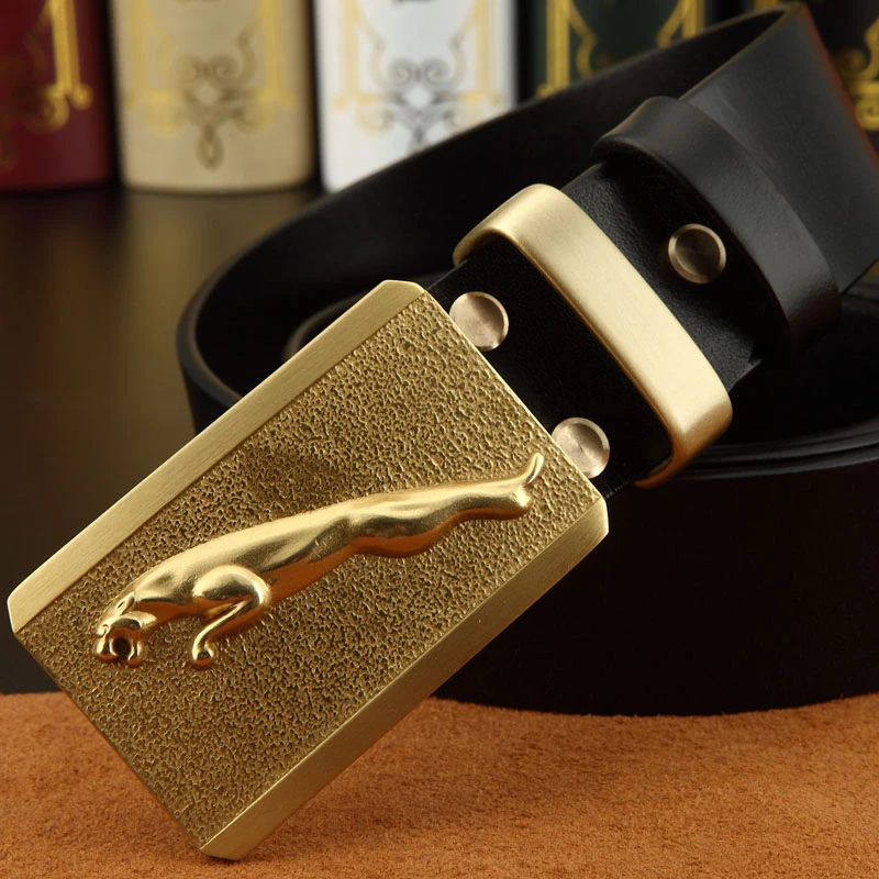 黄铜扣头捷豹款男扣眼款式男士板扣实心铜皮带扣头裤腰带头3.8mm
