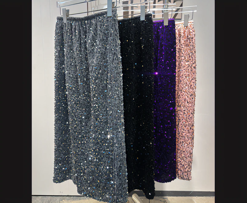 DVV-秋冬亮片裙丝绒时尚半身裙韩版高腰显瘦半身裙女装半身裙气质