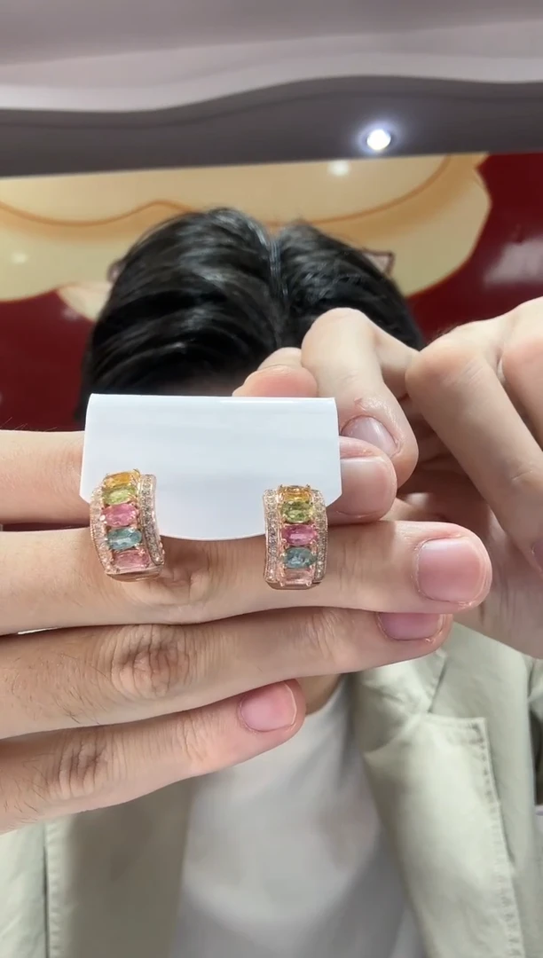 【闪购商品】碧玺耳饰银S925镶嵌1