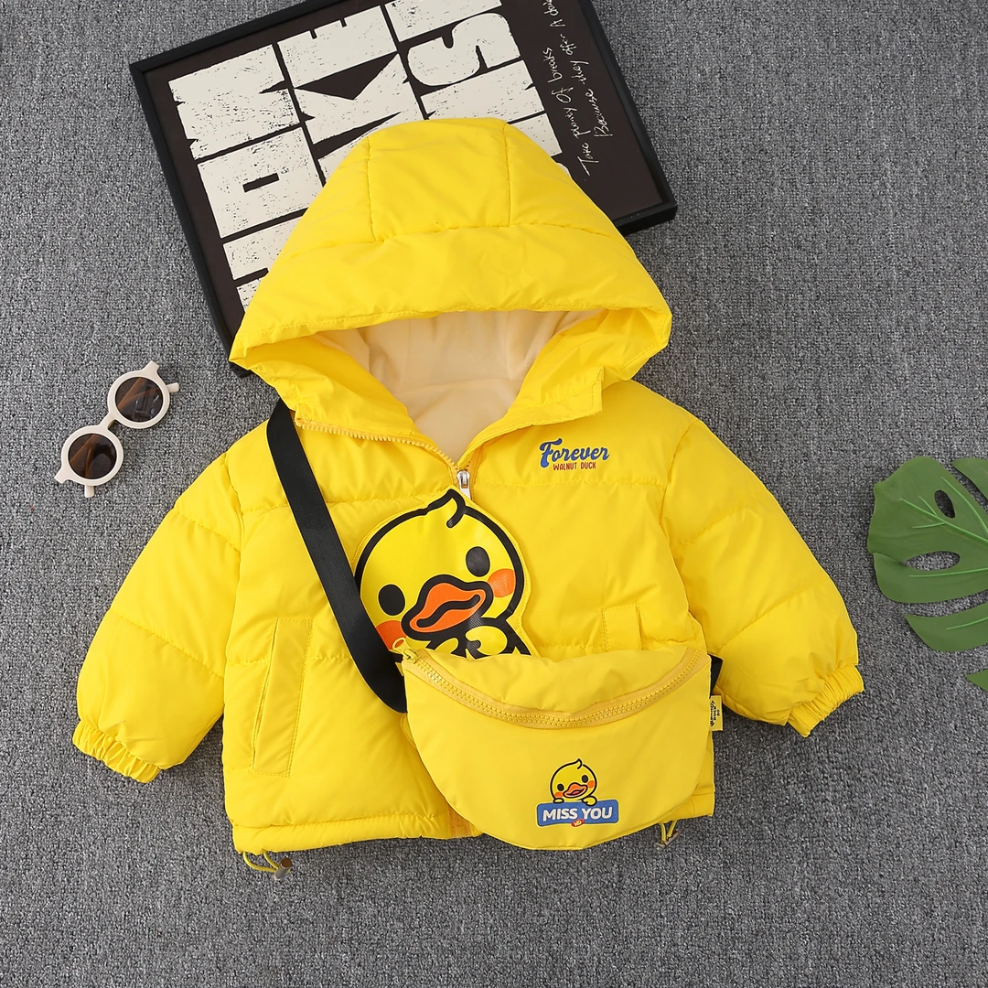 【年终福利】小黄鸭儿童外套男女童冬季加绒加厚保暖洋气免洗外套