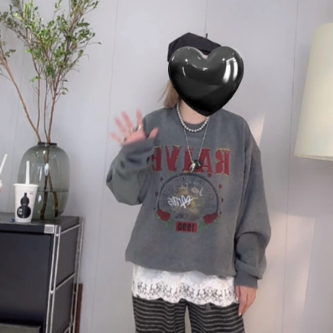 美式休闲宽松加绒卫衣