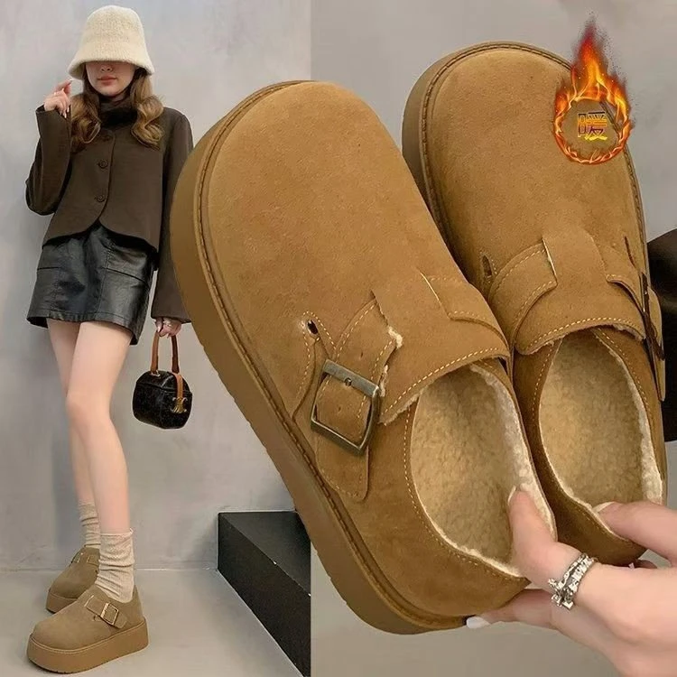 2024秋冬新款加绒厚底勃肯鞋法式复古休闲鞋博肯鞋时尚潮流全包