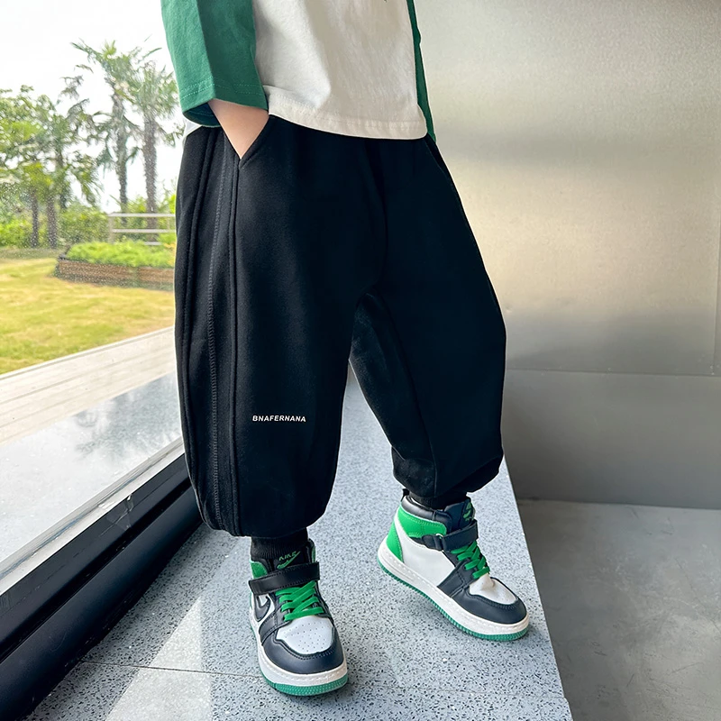 儿童运动裤男童秋冬款2023新款灰色冬装休闲加绒卫裤Z310-3686