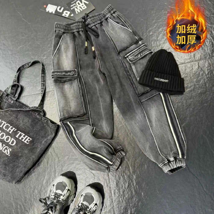 欧货潮牌卫裤女2024年冬季新款加绒加厚高级简约百搭显高显瘦长裤