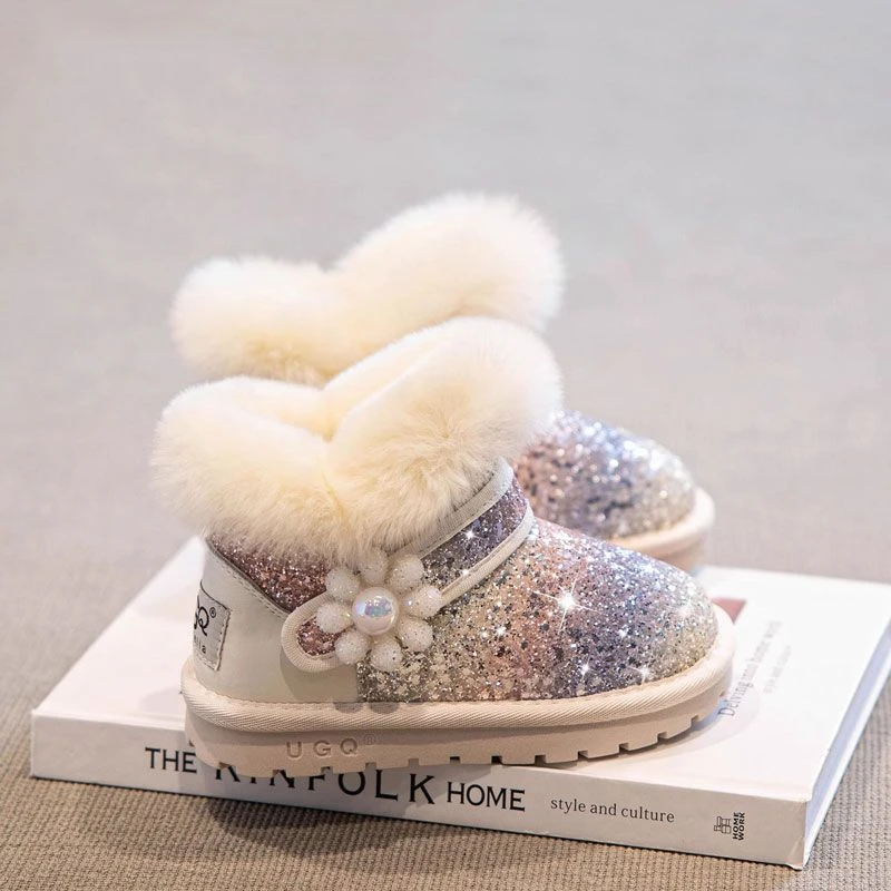 女童雪地靴2023冬季新款加绒加厚儿童鞋靴子宝宝大棉鞋防滑雪地棉