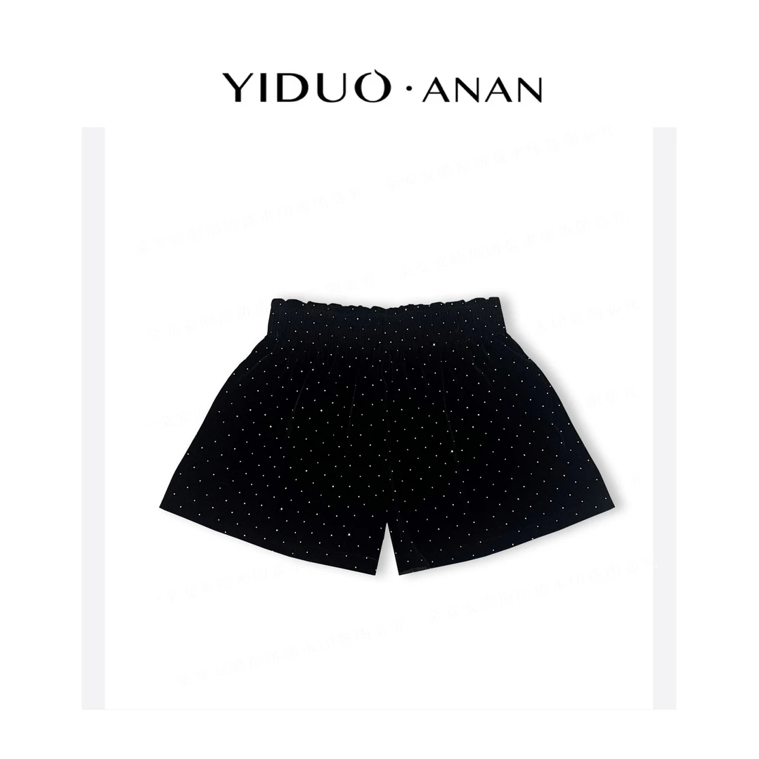 Yi·Duo 大码满天星丝绒短裤