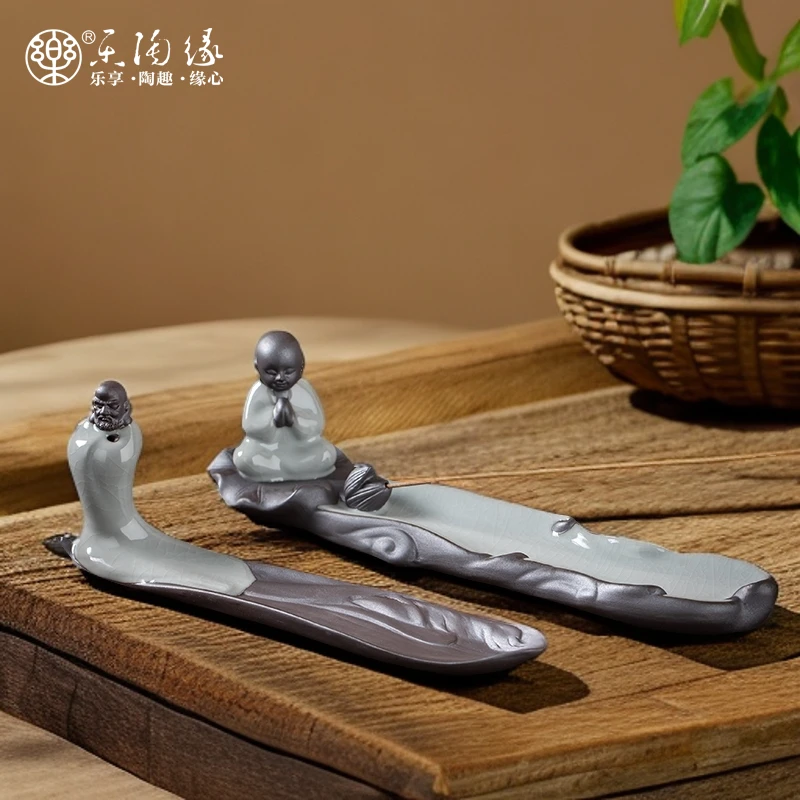乐淘缘坐荷香插复古茶室茶道个性创意手工加长香插香炉摆件传统