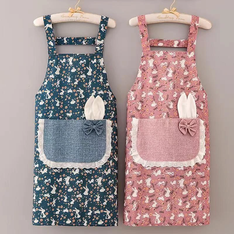可爱新款成人背带围裙洋气家用厨房围腰透气上班防油污工作服