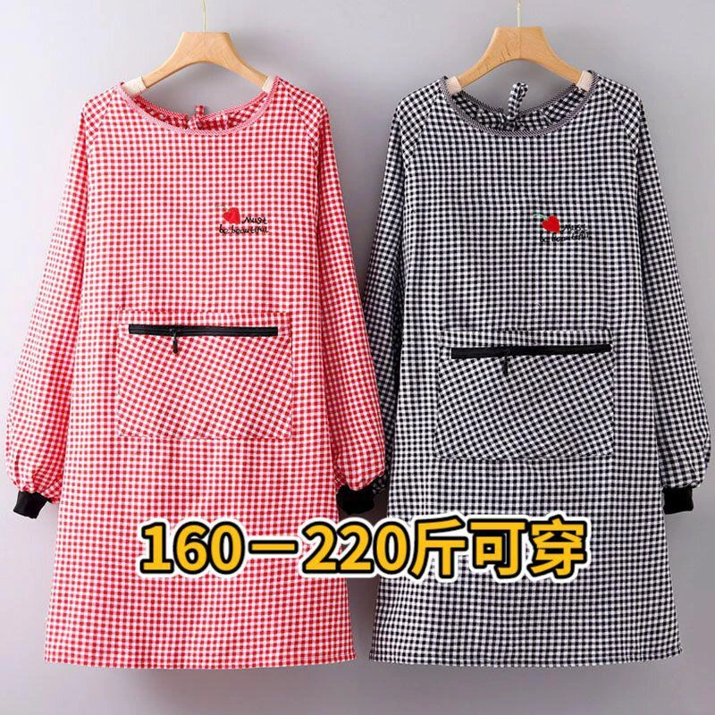 200斤棉质罩衣男女防尘污上班工作反穿衣居家厨房做饭围裙可套棉