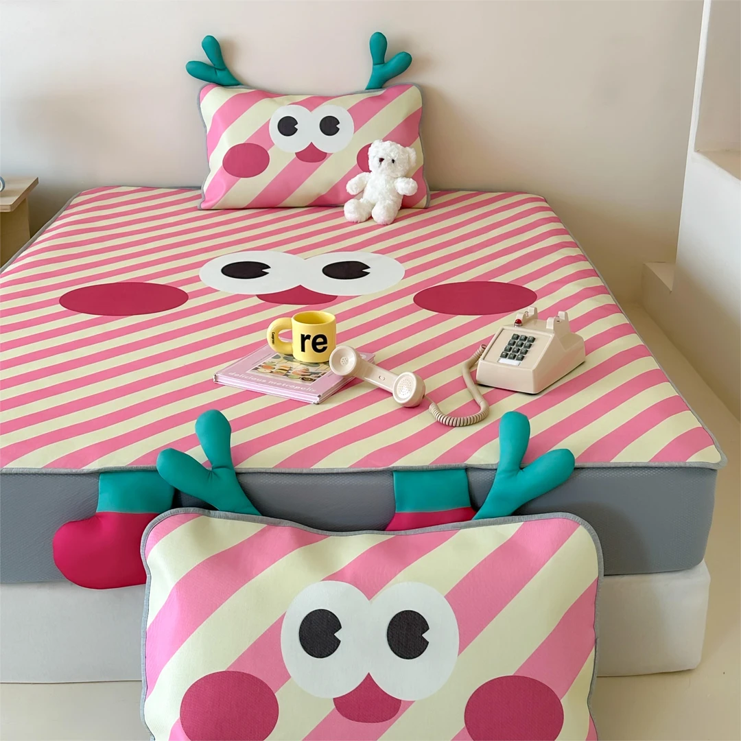 【适禾家】冰丝凉席床笠萌趣工艺款印花凉席三件套防滑柔软清凉防滑