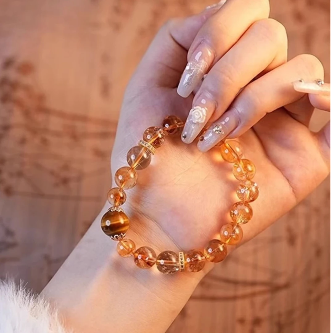 【聚宝盆】天然黄塔晶金发晶黄水晶虎眼石手链女小众高级感手串礼物