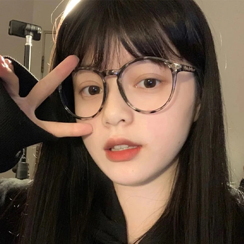 复古豹纹眼镜女韩版潮网红素颜神器眼镜框有度数圆框平光镜ins风