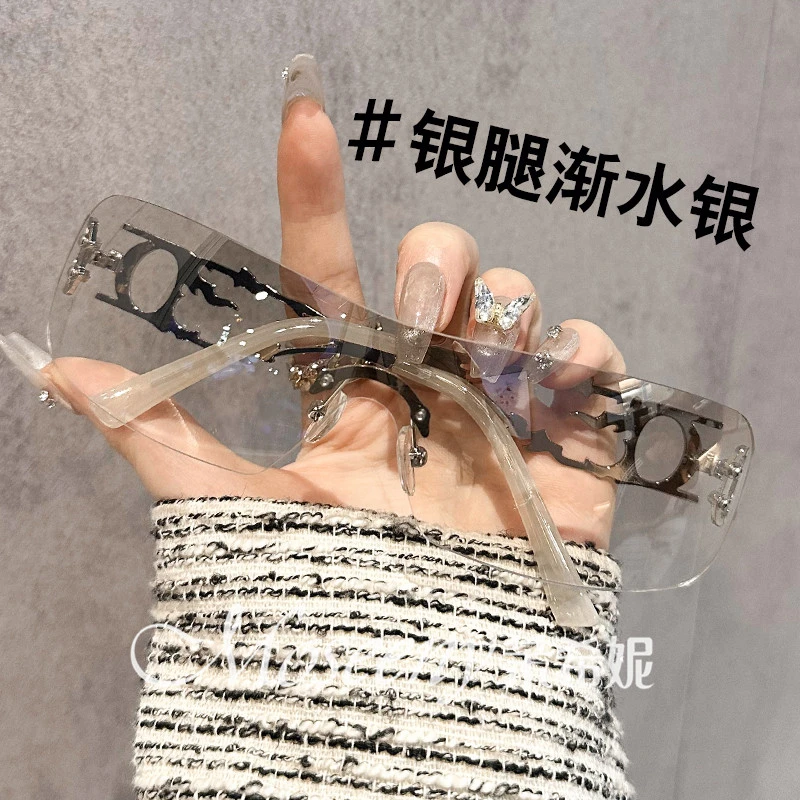 2025新款Y2K一体式金属朋克墨镜凹造型时髦街拍太阳眼镜防紫外线