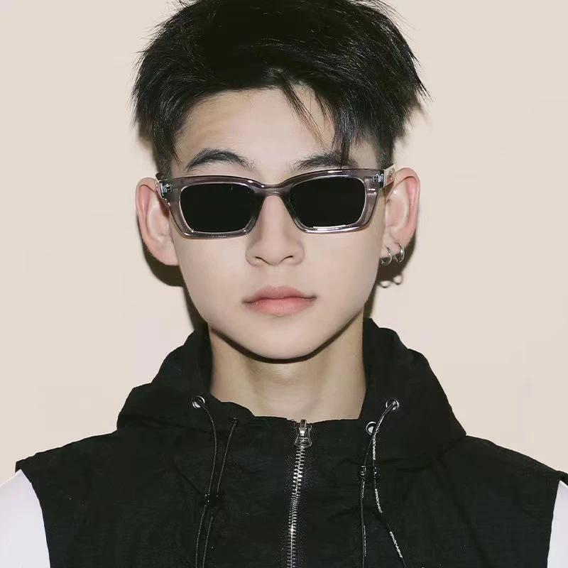网红同款墨镜男潮ins超火网红蹦迪个性潮流黑色长方形眼镜女韩版