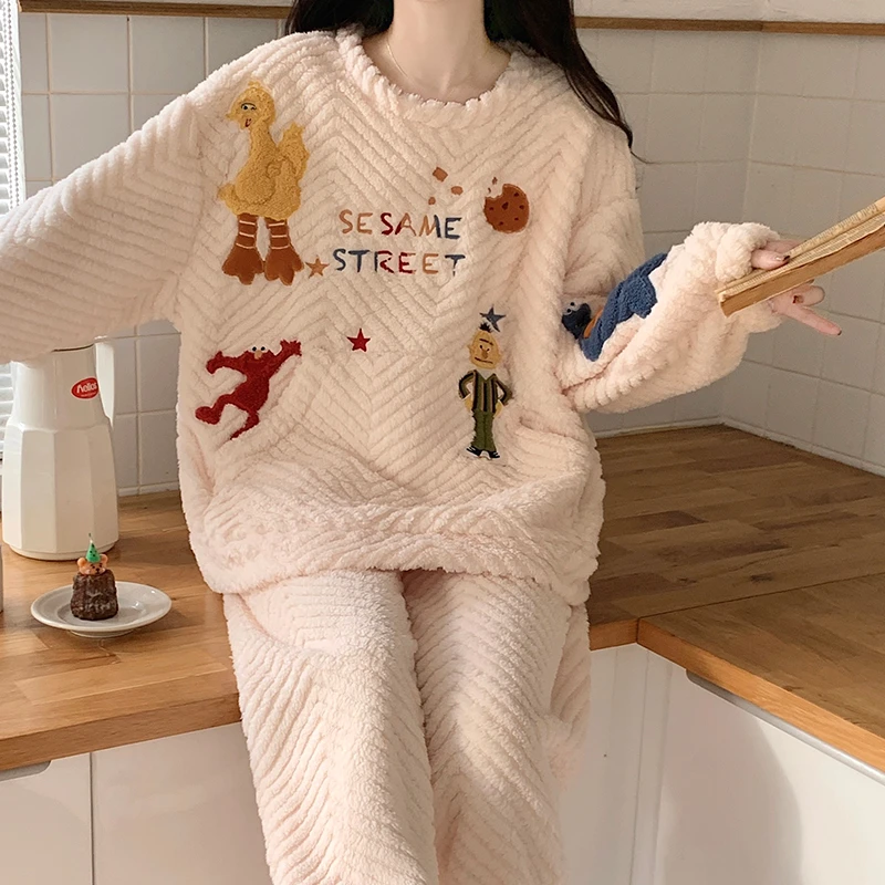 【Lucky优选】珊瑚绒睡衣女秋冬季加厚保暖卡通可爱家居服套装