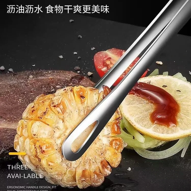 加厚不锈钢食品夹子厨房煎牛排专用夹烧烤夹加厚分餐夹韩式烤肉夹
